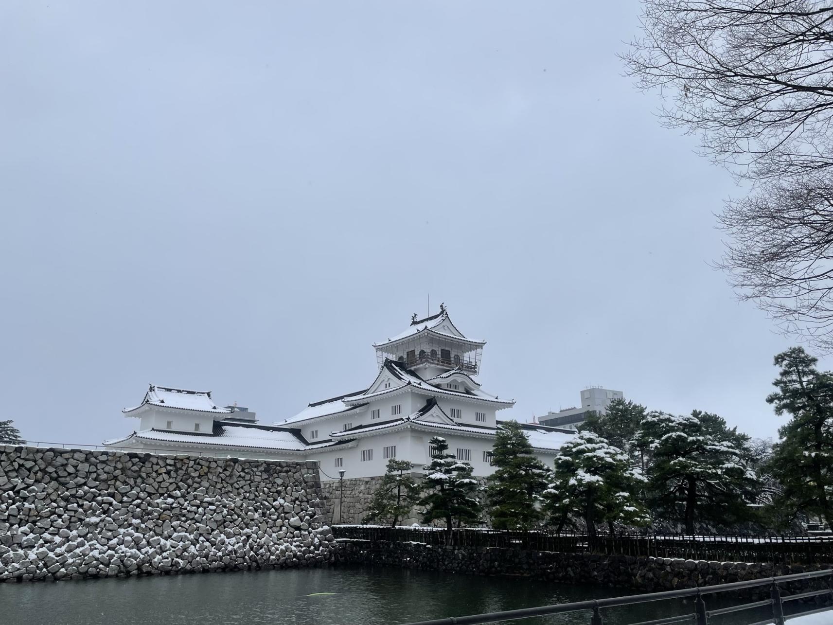 雪化粧が美しい「富山城」-2