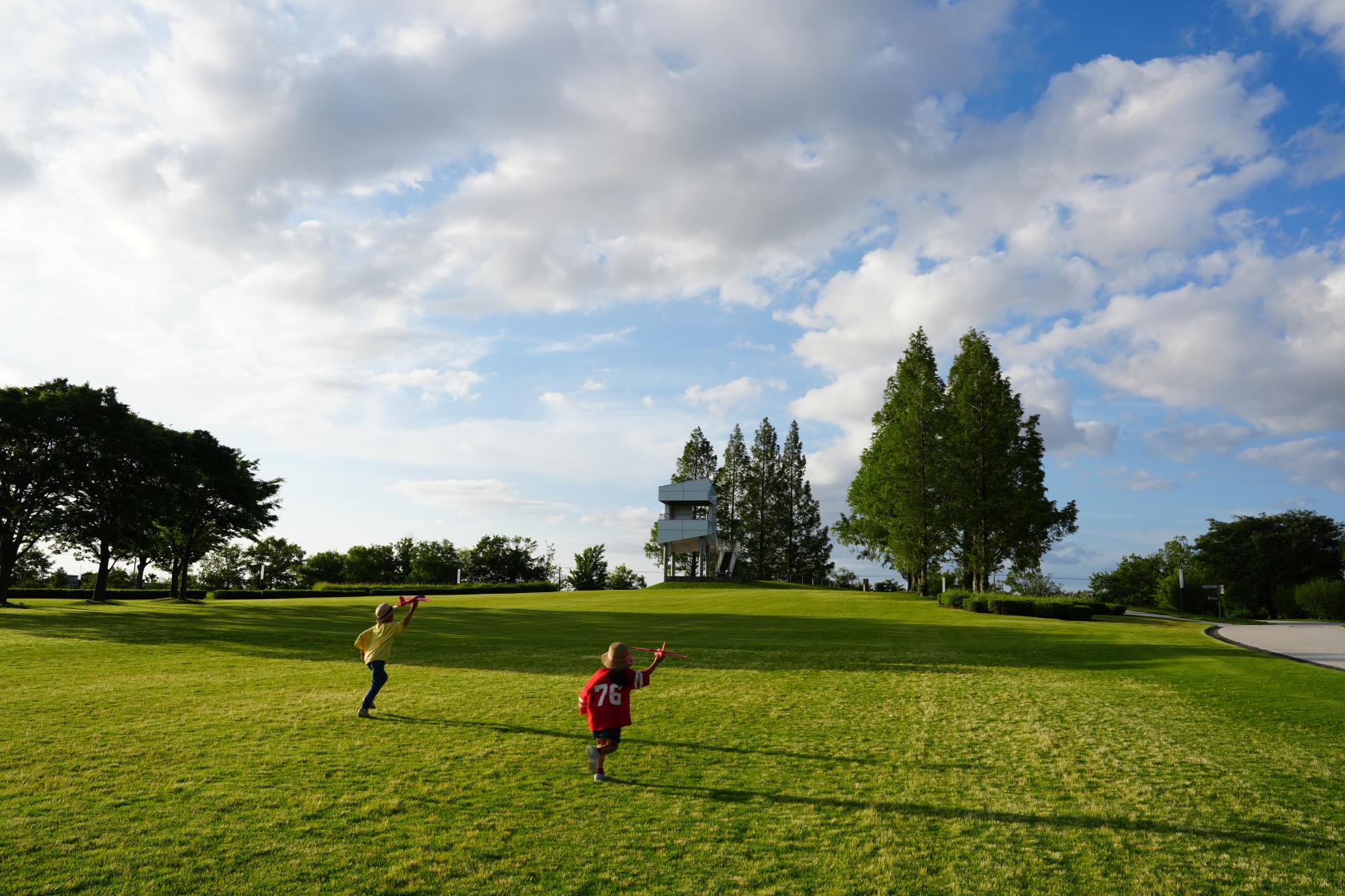 芝生が広がり、紅葉が綺麗な「のびのび広場」-1