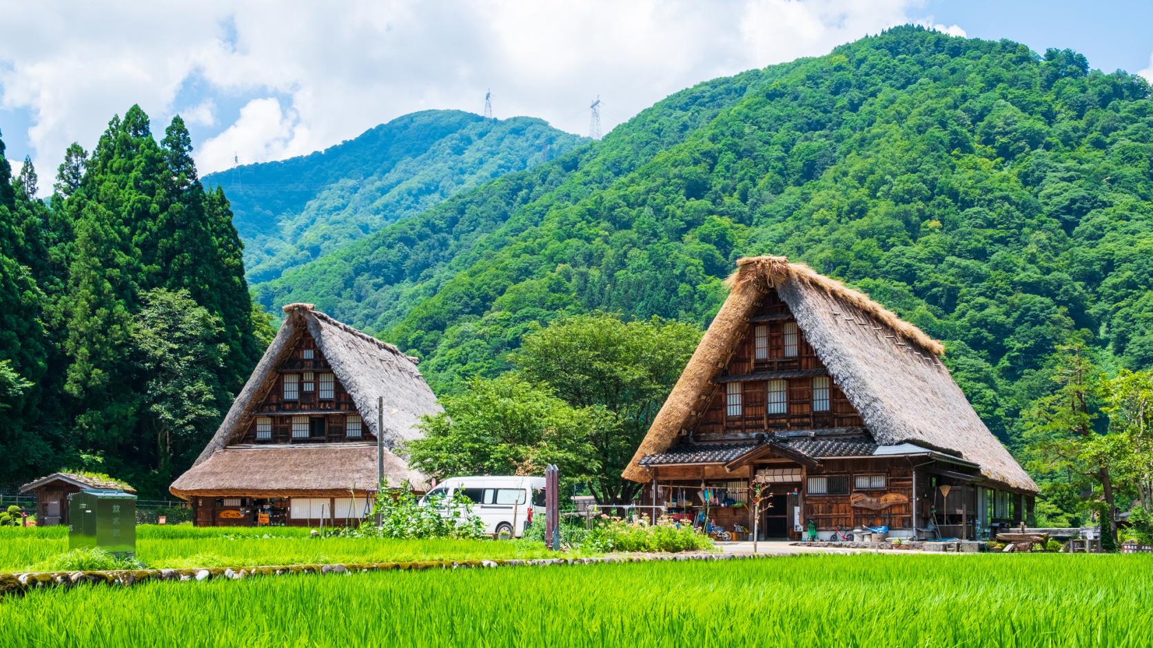 夏：青空と緑のコントラスト、涼やかな里山風景