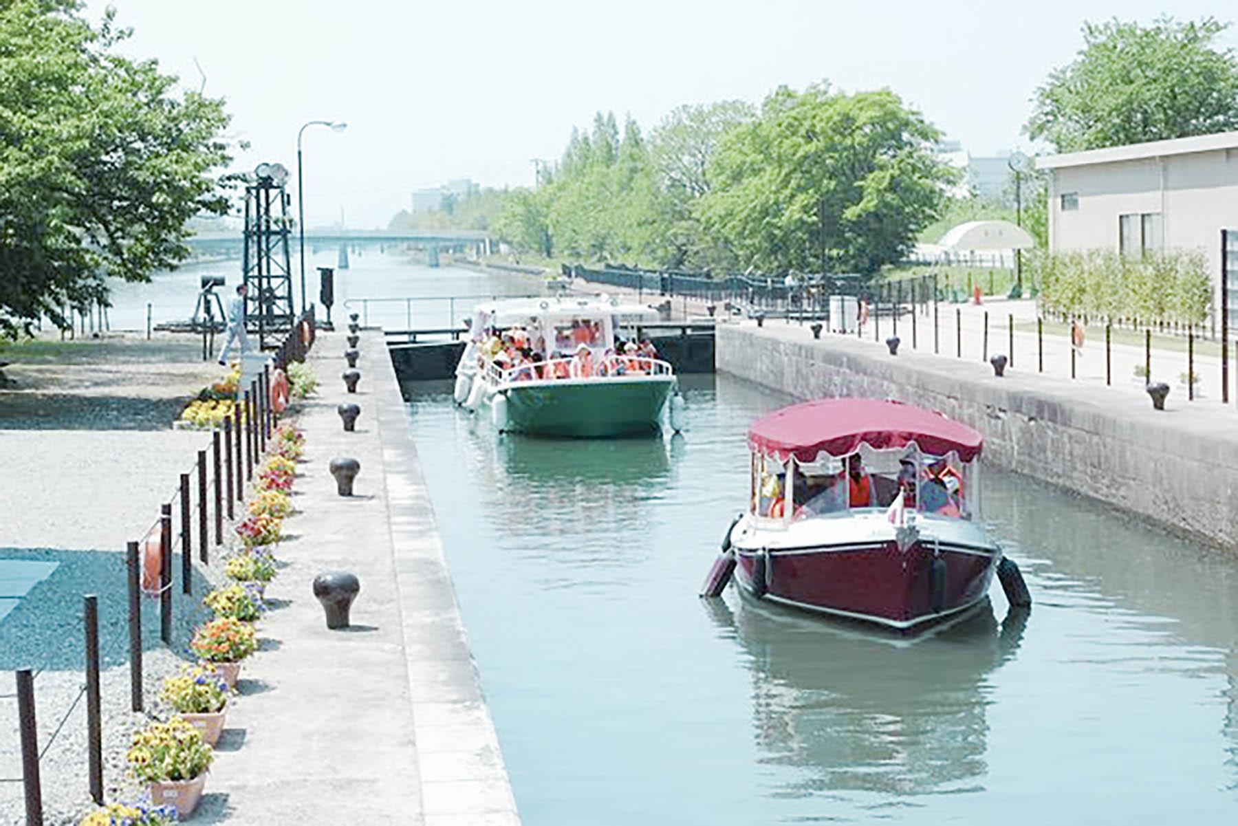 中島閘門を見学